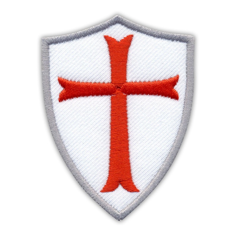 KNIGHTS TEMPLAR SHIELD iron-on PATCH embroidered CRUSADES RELIGIOUS MILITARY RED 
