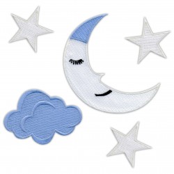 Set of patches: moon, cloud, stars - phosphorescent threads