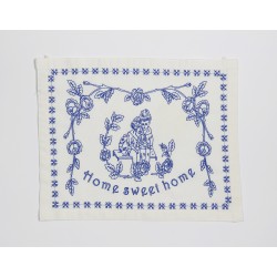 Embroidered Kitchen Wall Tapestry - Home sweet home - blue