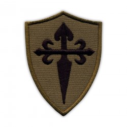 Black Cross of Saint James on the dark olive shield