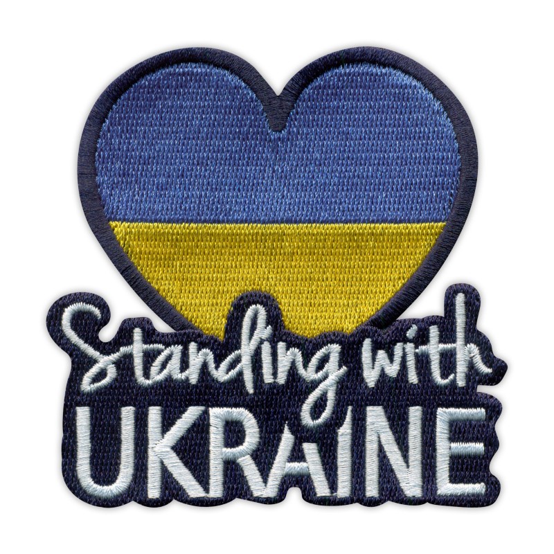 Standing with UKRAINE with blue and yellow heart