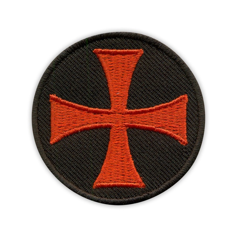 The Templar Cross - round patch, black background