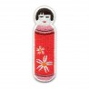Japanese Kokeshi Doll - with 2 flowers, short