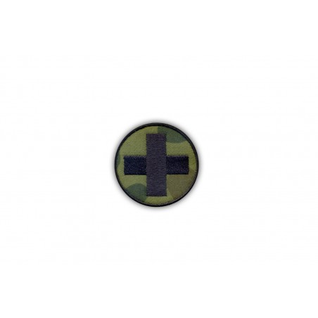 Medical patch - round camouflage with a black cross