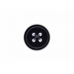 Black button with grey thread